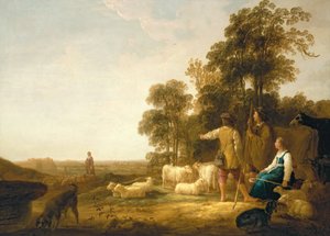 Paysage avec bergers et bergères